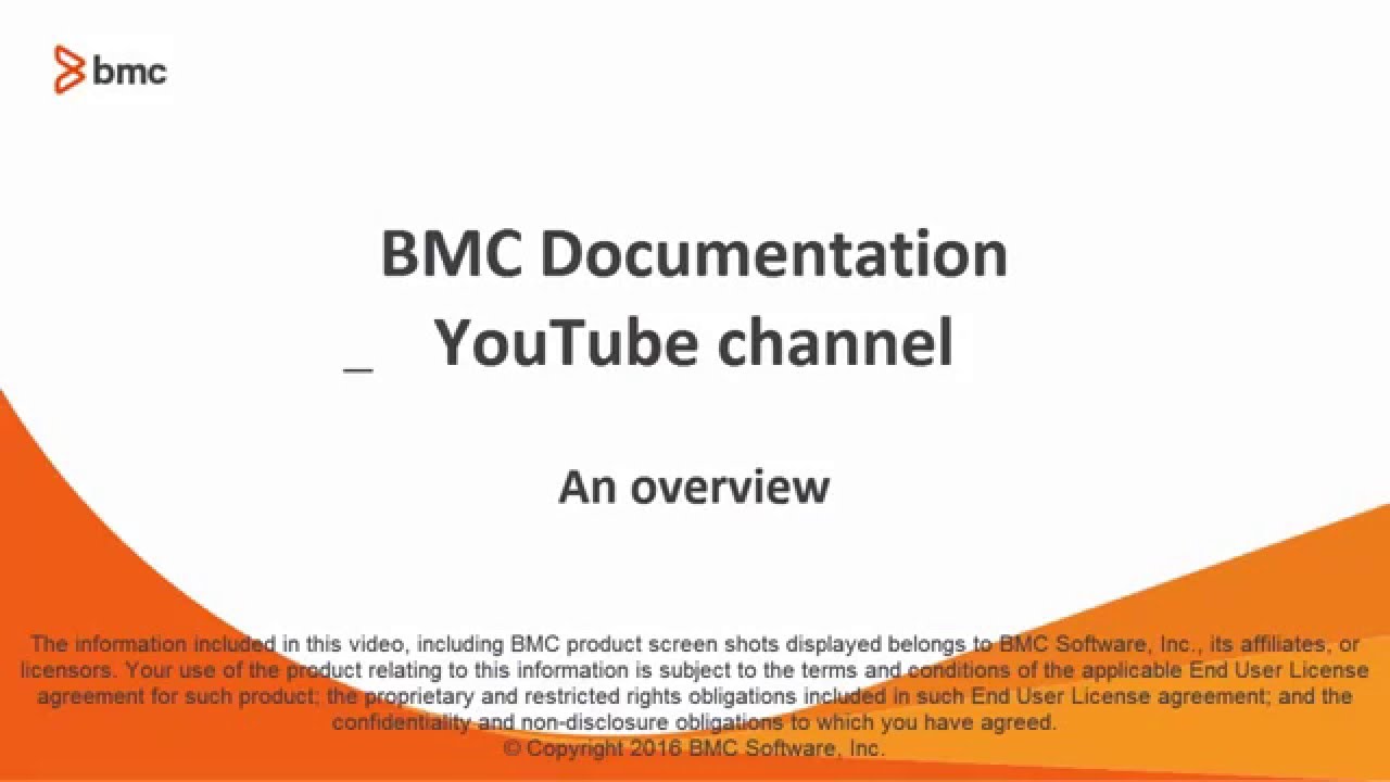 BMC Documentation YouTube Channel Overview