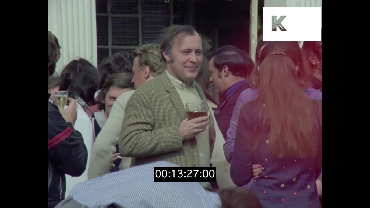1970s London, People Drinking Outside the Pub, Street Scenes, HD from 35mm