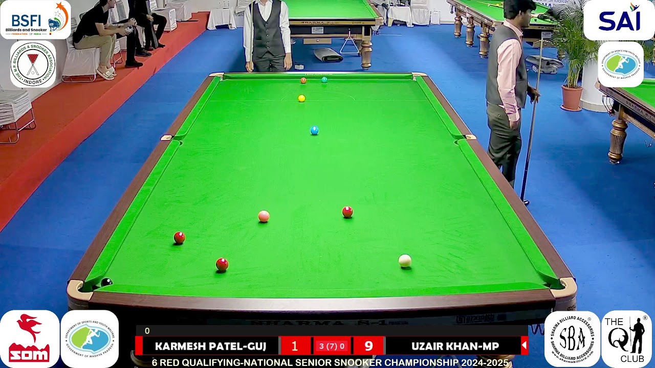 KARMESH PATEL-GUJ V/S UZAIR KHAN-MP NATIONAL SENIOR SNOOKER CHAMPIONSHIP-6 RED QUALIFYING