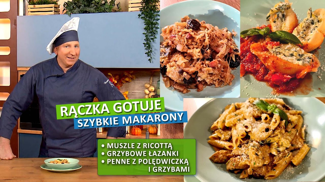 Rączka gotuje: nadziewane muszle, grzybowe łazanki i rurki w sosie grzybowym z polędwiczką