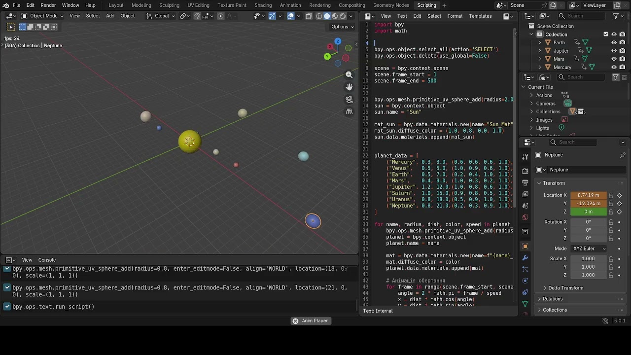 Як створити Сонячну систему на Python? (Гравітація в Blender)