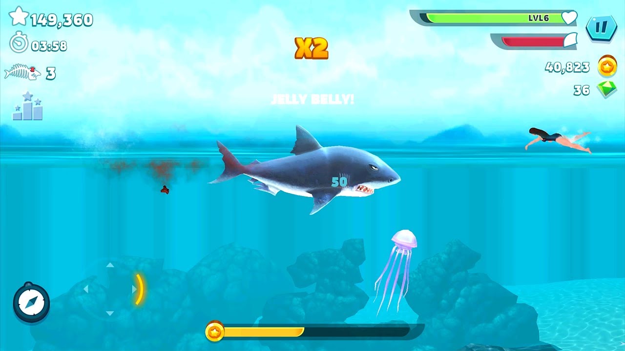 Hungry Shark Evolution GREAT WHITE SHARK Gameplay - (iOS, Android) Part 2