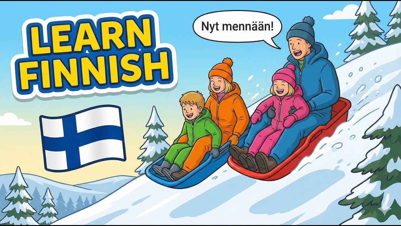 Everyday Finnish Story: Winter & Family Vocabulary ❄️ (A1-A2)
