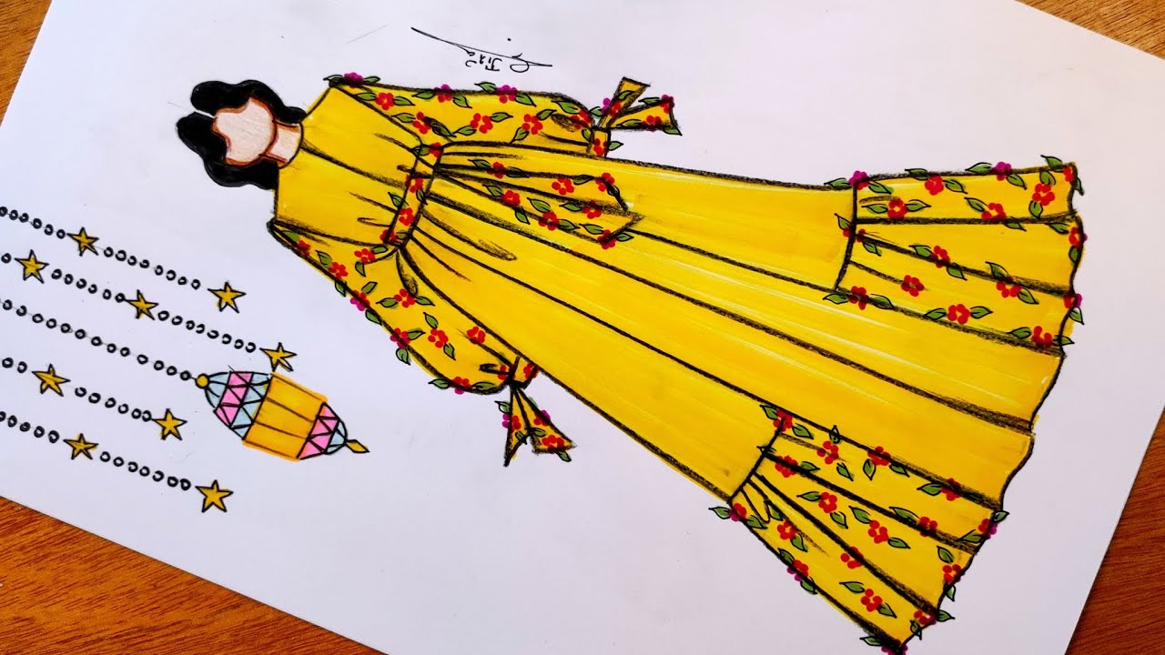 رسم عباية جميلة لشهر رمضان بألوان فصل الربيع | رسم أزياء رمضان 🌙 | رسم عبايات