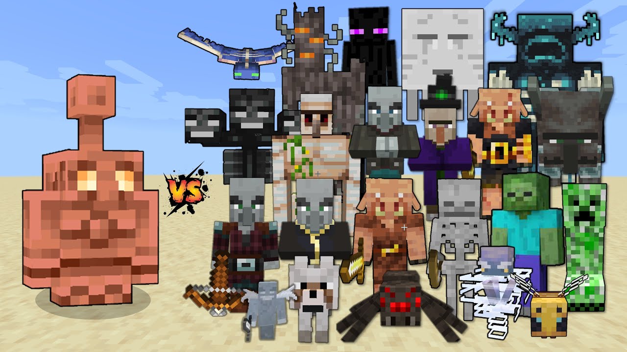 2x Copper Golems vs Every Mob in Minecraft (Bedrock Preview)