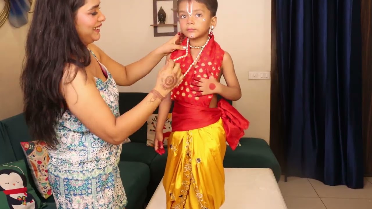 Little Krishna Makeup with Dhoti Getup| Janmashtami Par baby ko कान्हा कैसे बनायें #littlekrishna