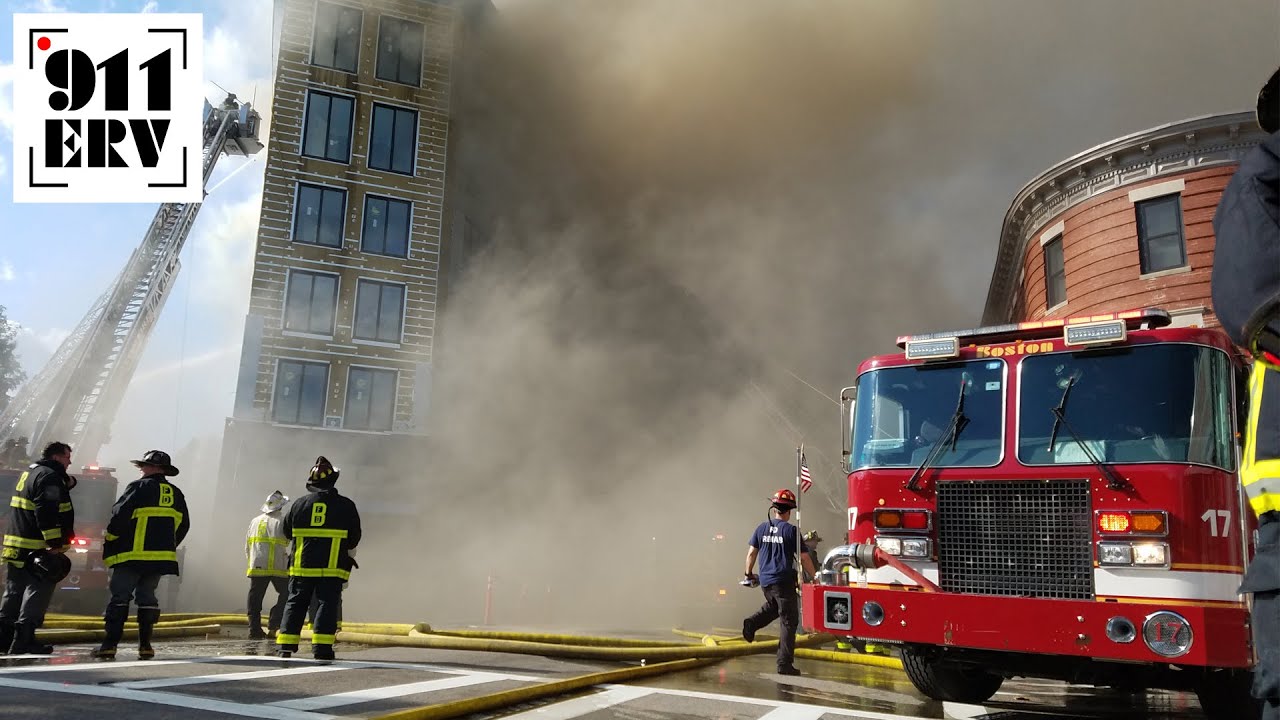 Boston Fire Department Battling Stubborn & Smoky 6+ Alarm Fire in Dorchester