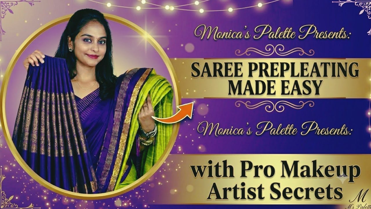 Saree Pre-pleating with measurements | Telugu | Monica's Palette. #makeup #youtube