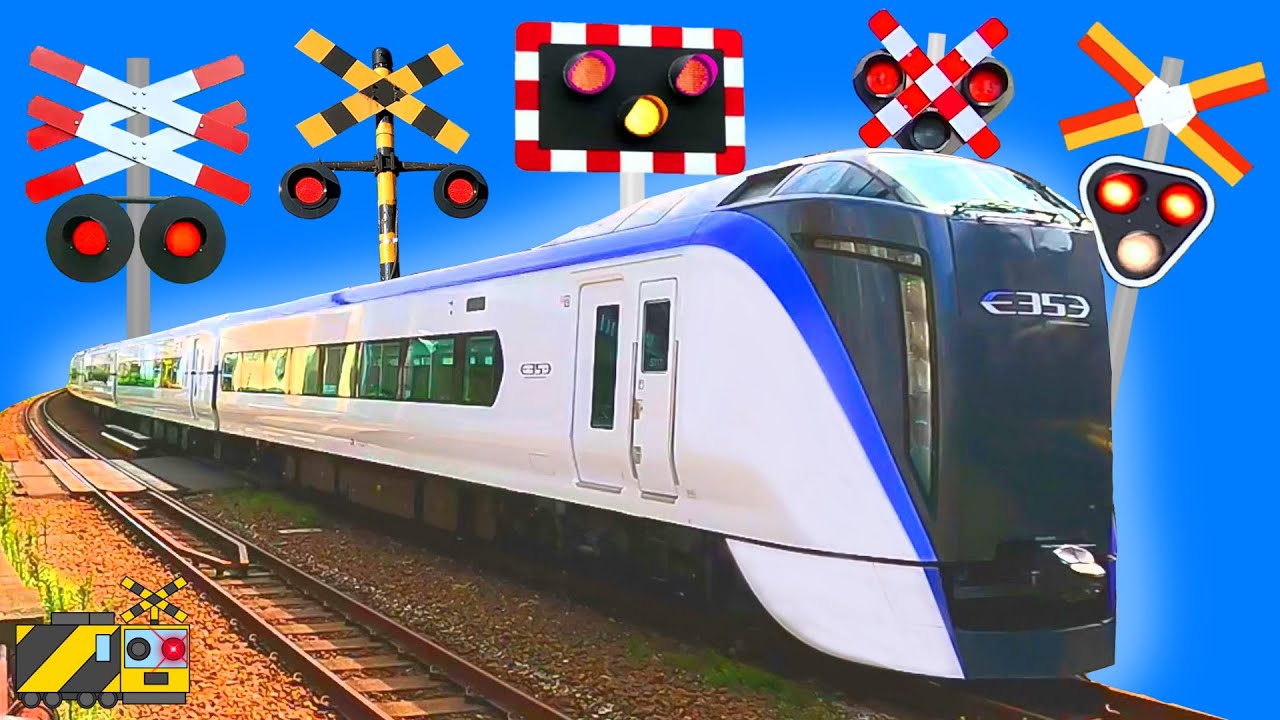 【電車】踏切動画【ふみきり 鉄道】train railway railroad crossing 特急あずさ