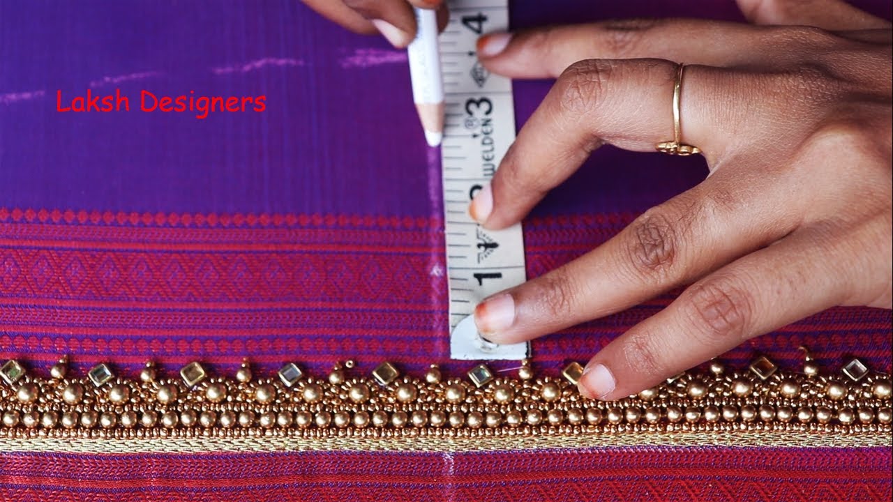 1400 rs aari work blouse short sleeve design / simple aari work sleeve design / short sleeve work