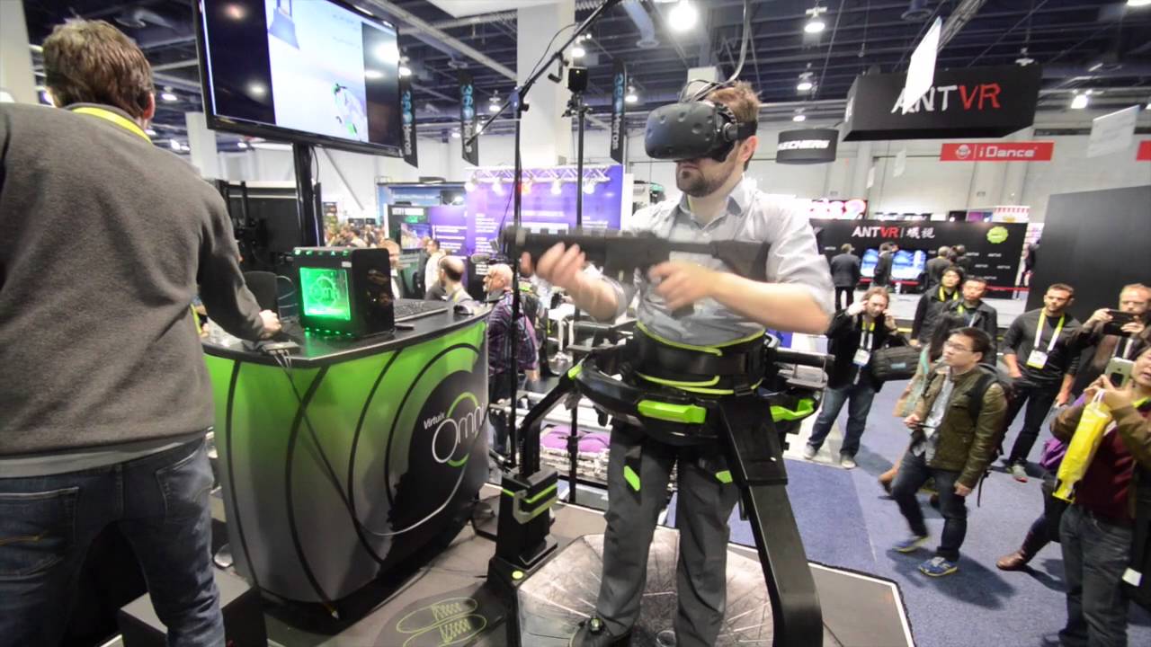 Virtuix Omni with the New HTC Vive Pre at CES 2016