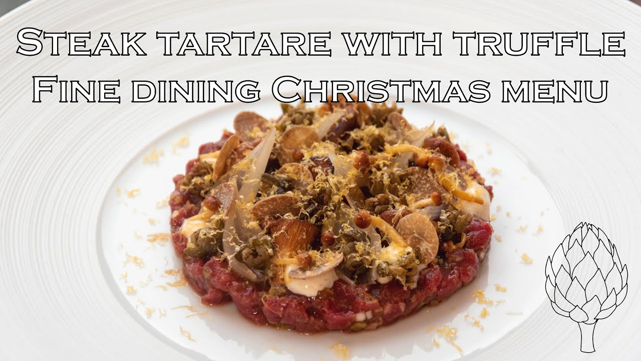 Steak tartare with truffle (first course) - Fine dining Christmas menu special