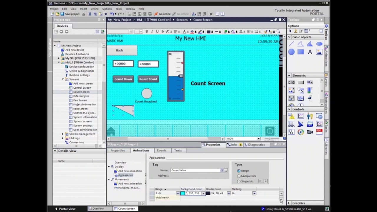 09: How to Animate an Object on an HMI Screen from TIA Portal || WinCC