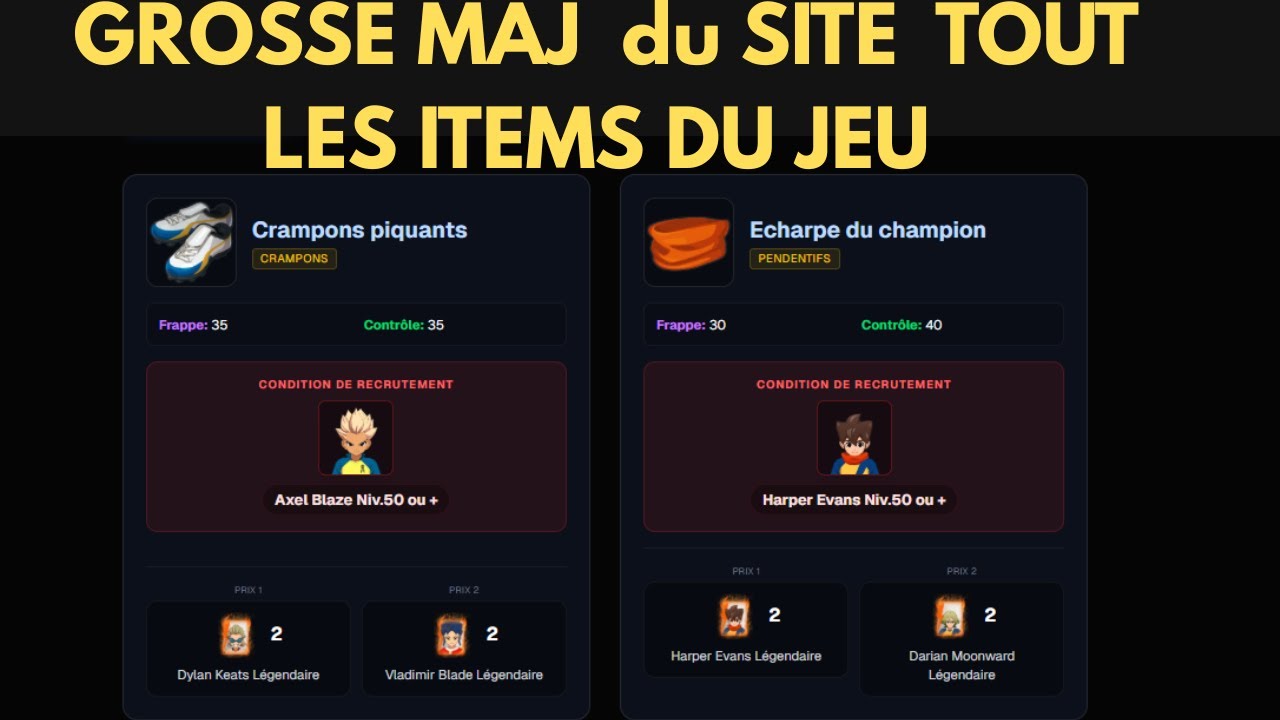 Grosse maj du site, tout les ITEM Victory road
