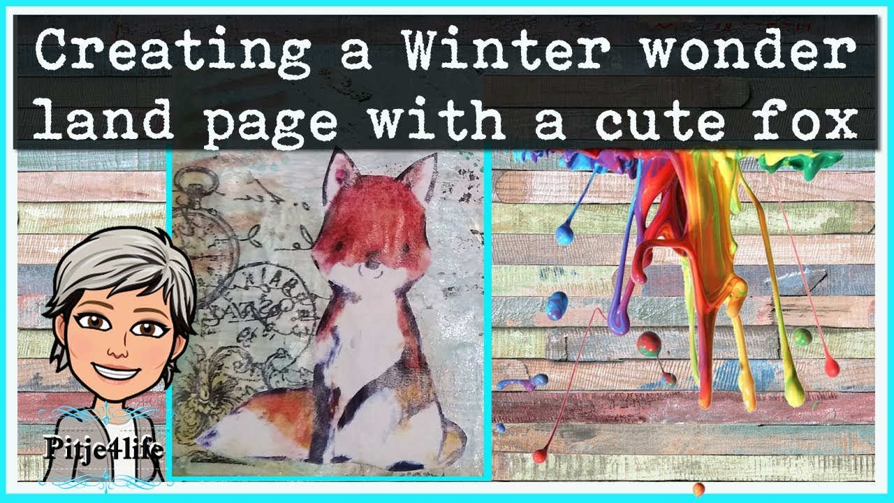 winter wonderland mix media art journal page on a gelli printed background