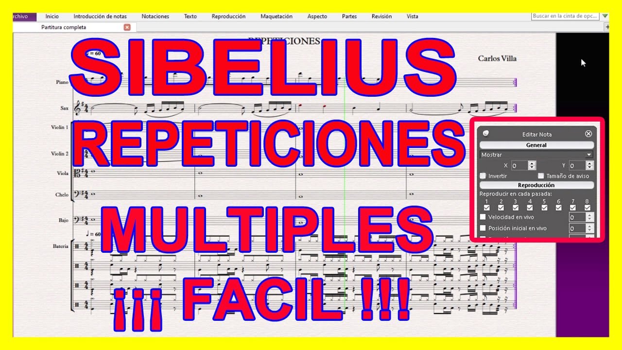 SIBELIUS REPETICIONES MULTIPLES FACIL