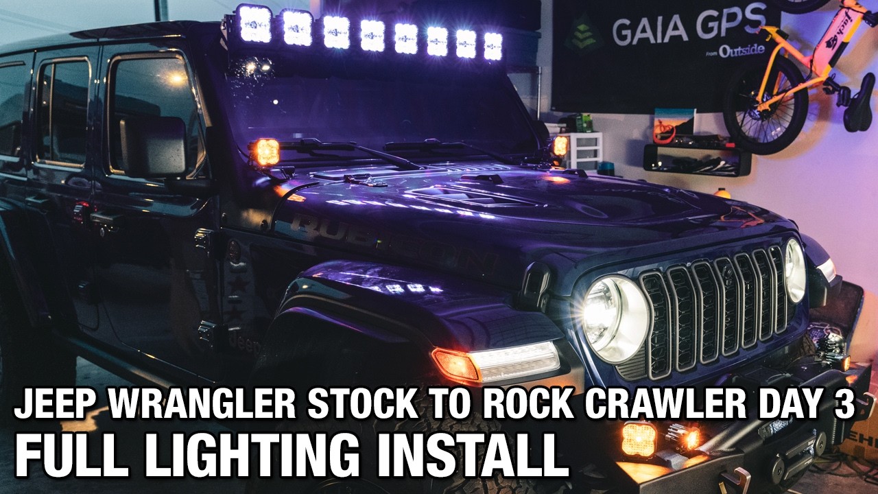 Jeep Wrangler Build Stock to Rock Crawler Day 3 - Full Lighting Install