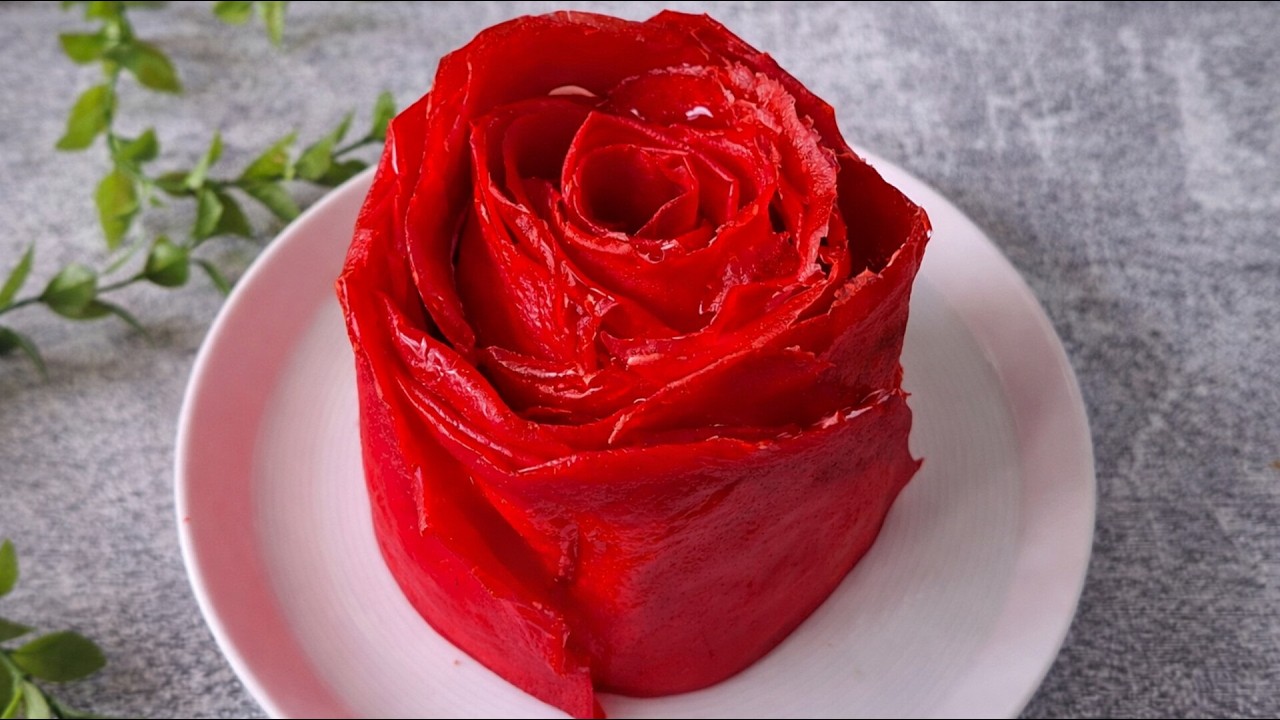 🌹🍥Rose Crepe Cake | No-Bake Valentine’s Dessert