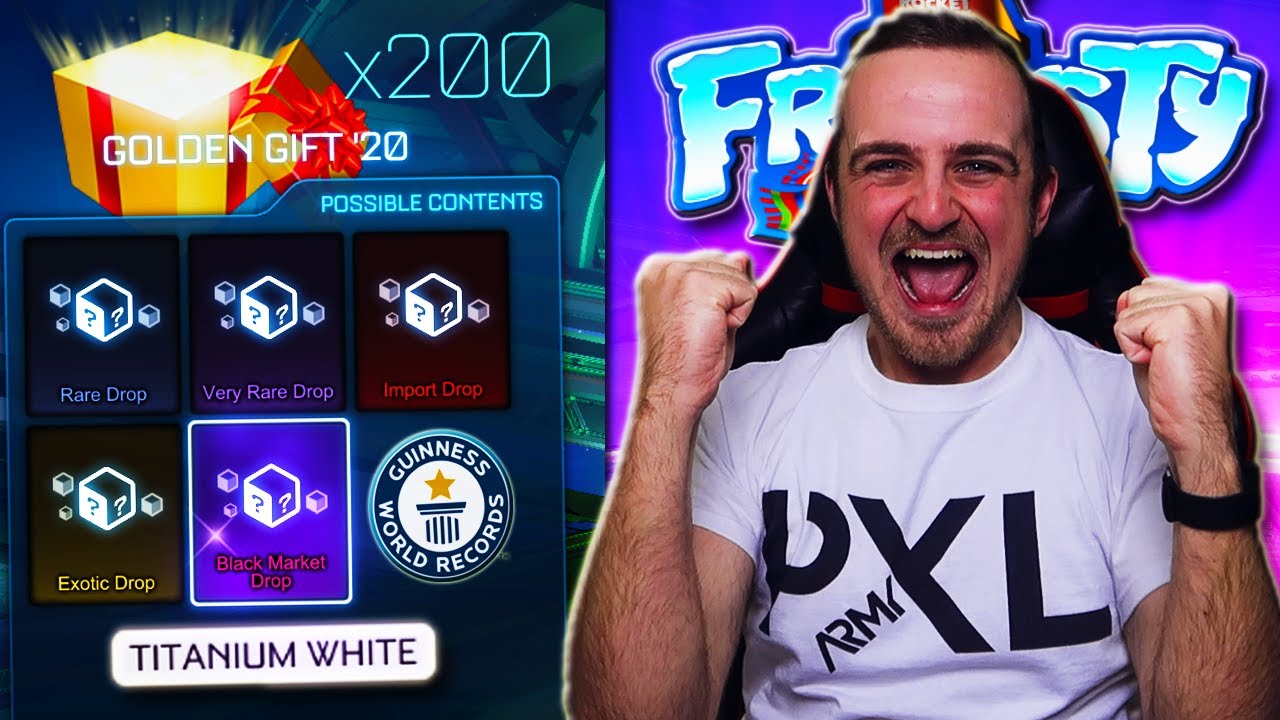 *OMG* Opening 200 GOLDEN GIFT 2020 Crates in Rocket League - PAINTED BLACK MARKET!
