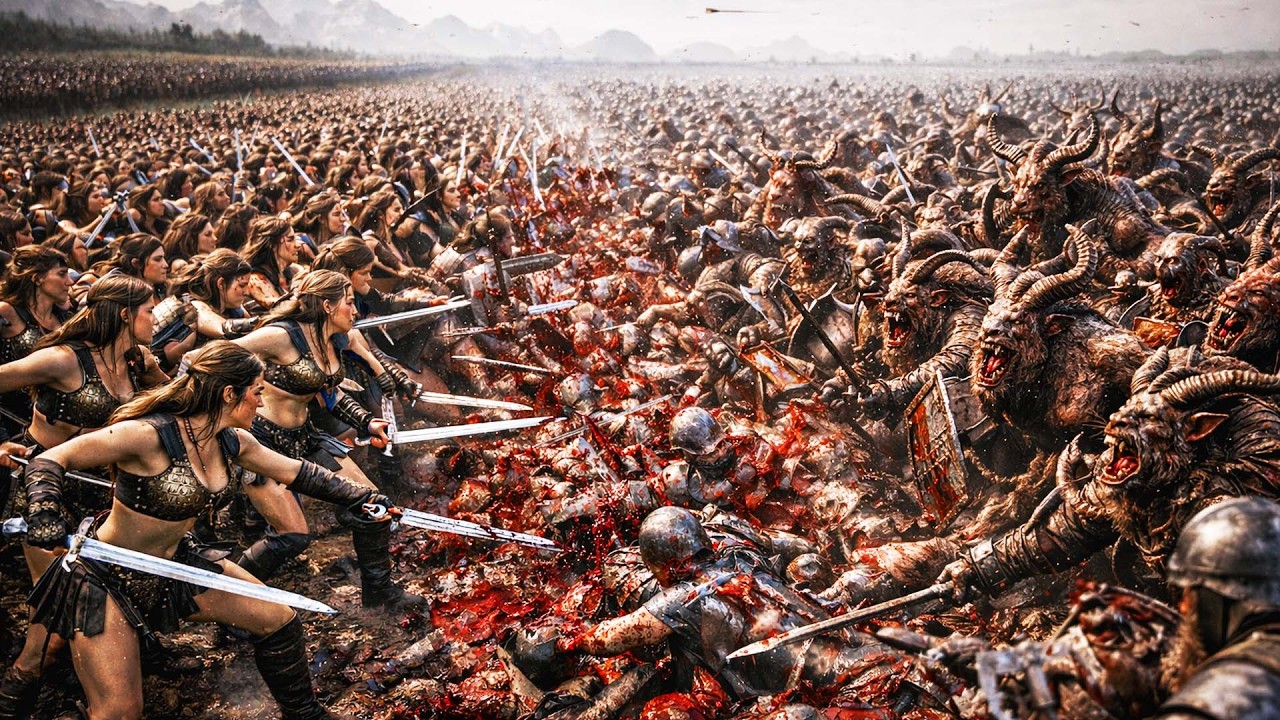 390,000 WITCHER AMAZONS vs 4,705,000 WARHAMMER BEASTMEN &mdash; Dead Marshland Last Stand | UEBS 2
