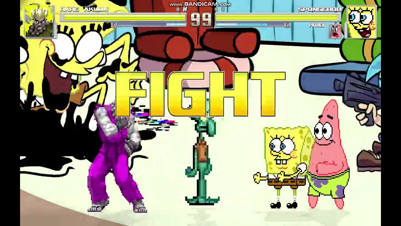 MUGEN REQUEST rare akuma VS spongebob,patrick and squidward