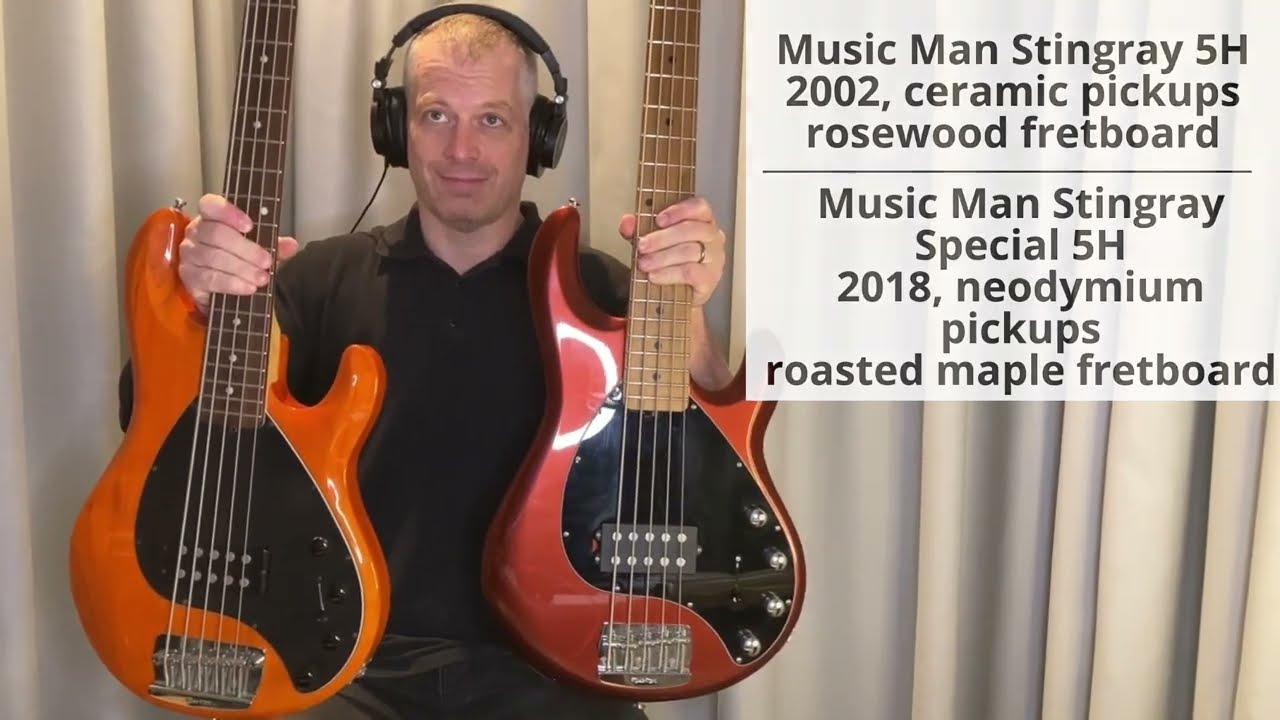 MUSIC MAN Stingray 5H (2002, ceramic pickups) vs. Stingray Special 5H (2018, neodymium pickups)
