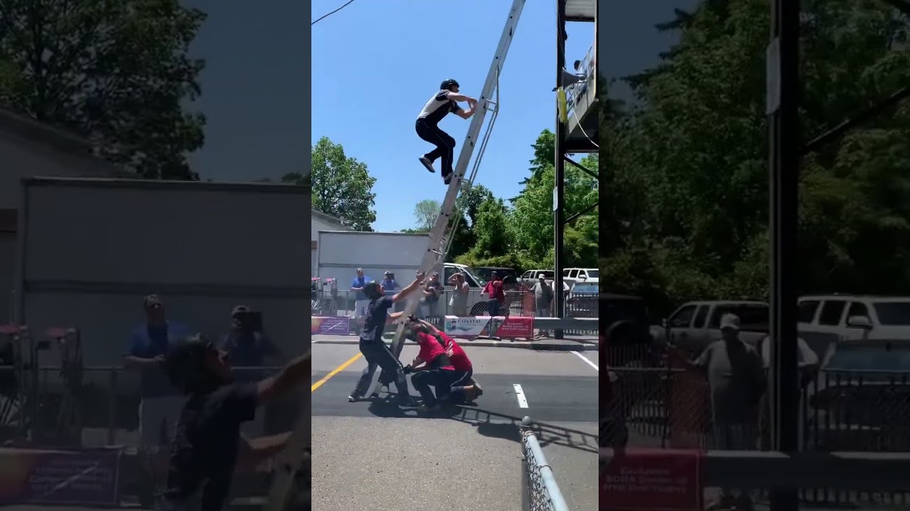 Extreme firefighters compete to see who is the fastest🔥 #extreme #shorts #firefighter #fast #short
