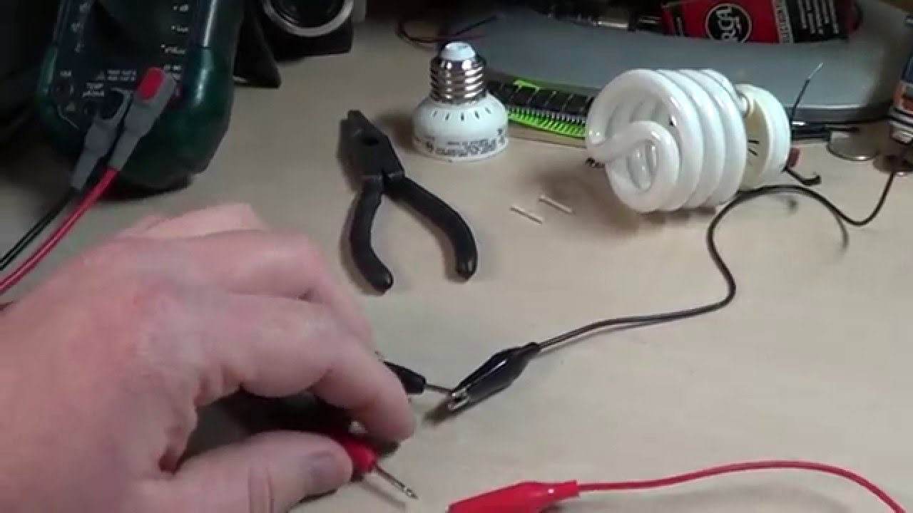 Quick Late Night Video: Compact Fluorescent Lamp Filter Capacitor Testing