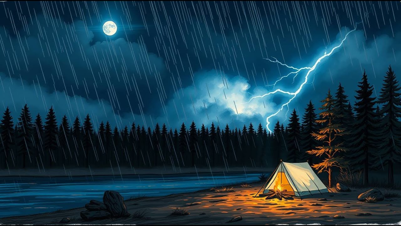 Gentle Night Rain, Rain Sounds for Sleeping - Relaxing Thunderstorm for Deep Sleep And Focus