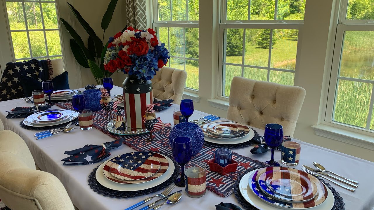 NEW# HOW TO DECORATE PATRIOTIC TABLESCAPE |  #decoratewithme