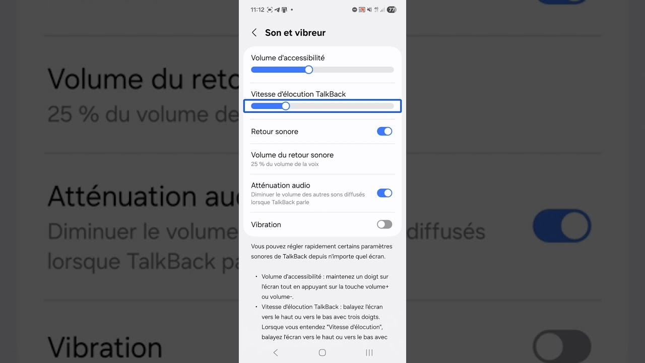 إعدادات Talkback❗️ التحكم في مستوى صوت القارئ والسرعة والاهتزاز وصوت النقرات￼