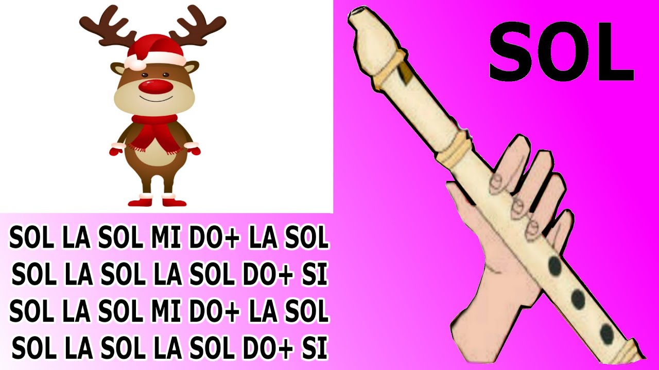 Rodolfo, el reno, flauta dulce fácil, tutorial con animación, Rudolph, easy flute recorder