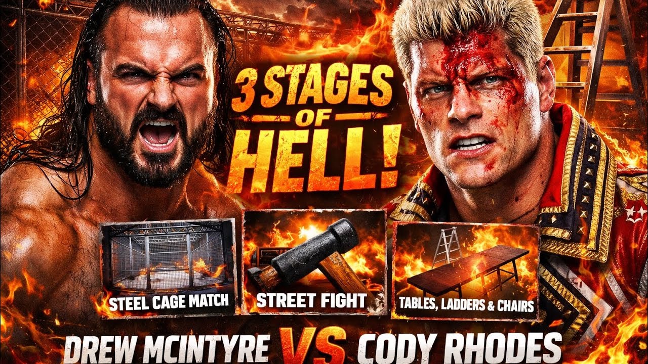 DREW McIntyre VS CODY RHODES 3 STAGES OF HELL WWE 2K25 GAMEPLAY 