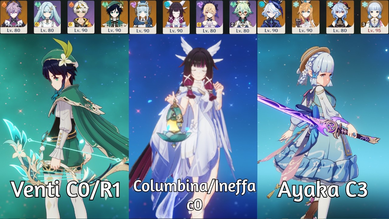 [ Fearless Stygian Onslaught 6.4/Luna V ] C0 Venti hypercarry X C0 Bineffa X C3 Ayaka