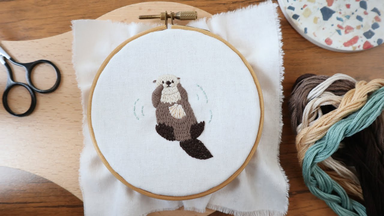 新刊【刺繍で作る　海の生きもの】よりラッコさんの刺繍の仕方/How to Embroider a Sea Otter