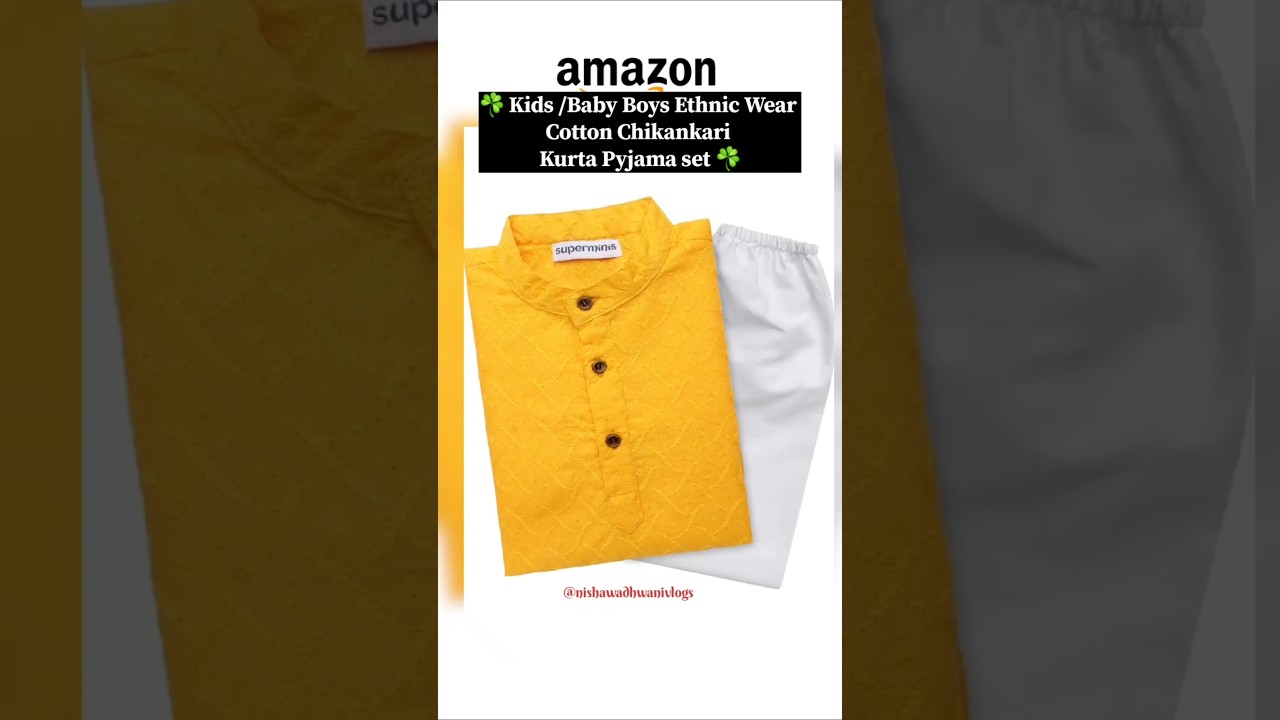 Ethnic Wear Cotton Chikankari Kurtaset for Boy Kids #unboxing #shorts #kidslook #amazon #haul #kurta