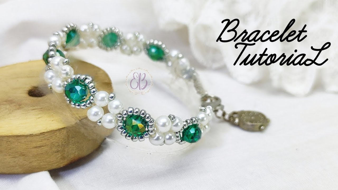 DIY beads bracelet/ beautifull rondelle crystal & pearl bracelet tutorial easy