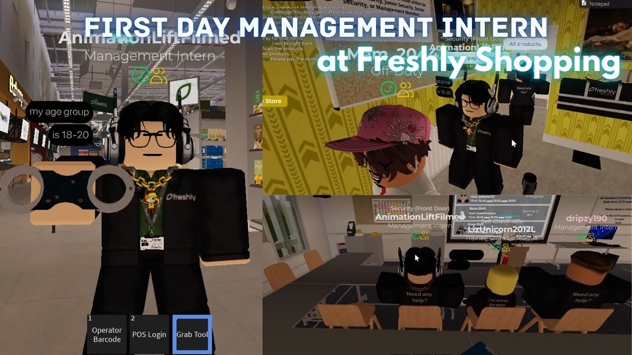 First day as a Management intern at Freshly Shopping (Roblox)