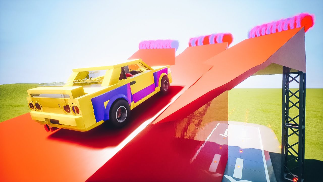 Jump through Huge Lego Ramp | Brick Rigs