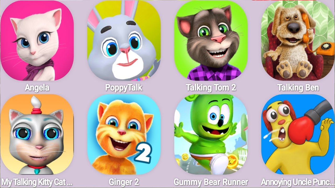 My Talking Angela,PoppyTalk,Talking Tom 2,Talking Ben,My Talking Kitty Cat-Virtual Pet...
