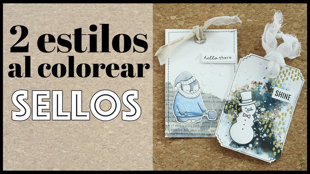 Técnicas Mixed Media para hacer TAGS con sellos. Colorear SELLOS con dos ESTILOS. Laura Inguz