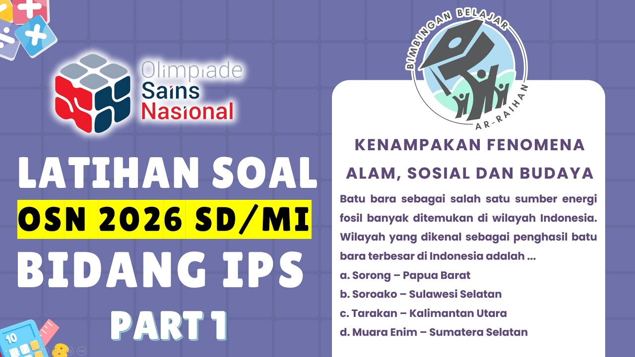 LATIHAN SOAL OSN-K IPS SD 2026 (KENAMPAKAN FENOMENA ALAM) |  PREDIKSI OSN IPS SD 2026 KABUPATEN KOTA