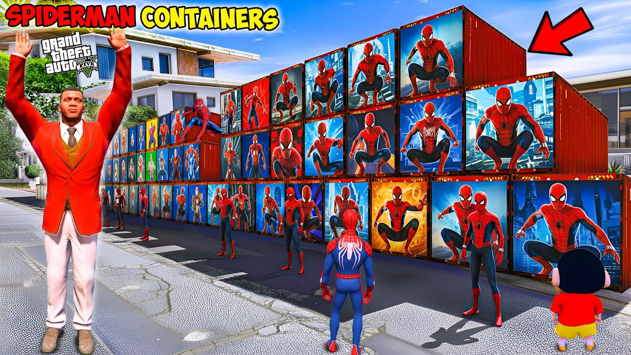 Franklin And Ironman Opening Spiderman Containers With Avengers in GTA 5