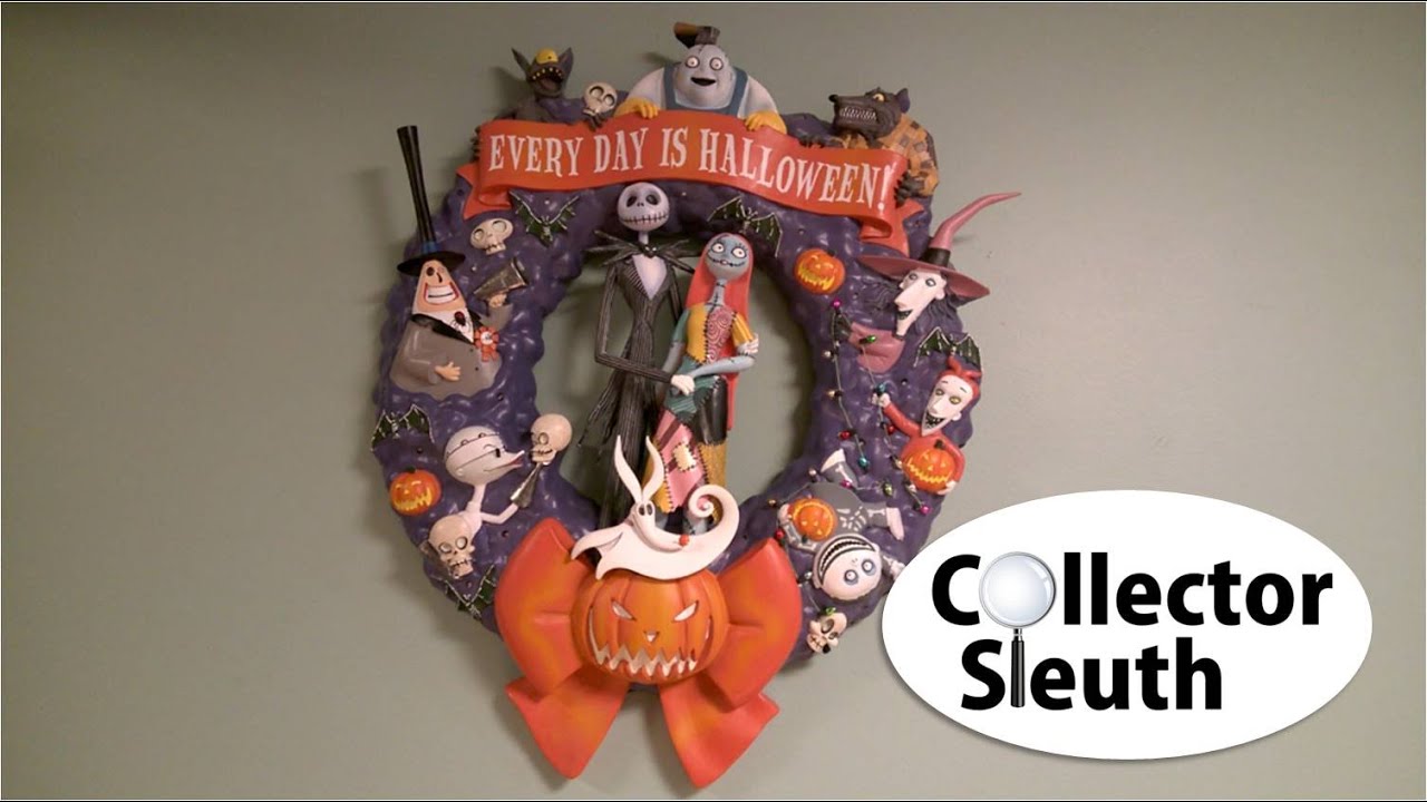 Nightmare Before Christmas Bradford Exchange Halloween Wreath, Bookends, & Hanging Puppet Collection