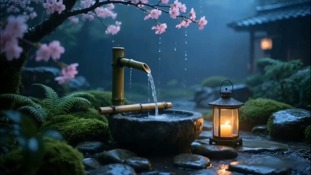 Tranquil Night Rain in a Zen Garden | Sleep Aid and Inner Peace
