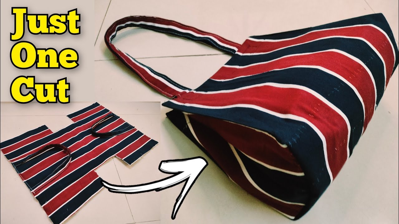 सिंगल एक कट लगाओ और बैग तैयार | Handbag making at home | Bag cutting and stitching/ lunch bag/ purse