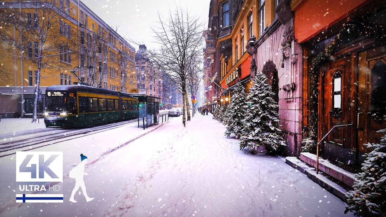 First Walk of 2025 ❄️ Snowfall on New Year's Morning, Helsinki Finland - Slow TV 4K