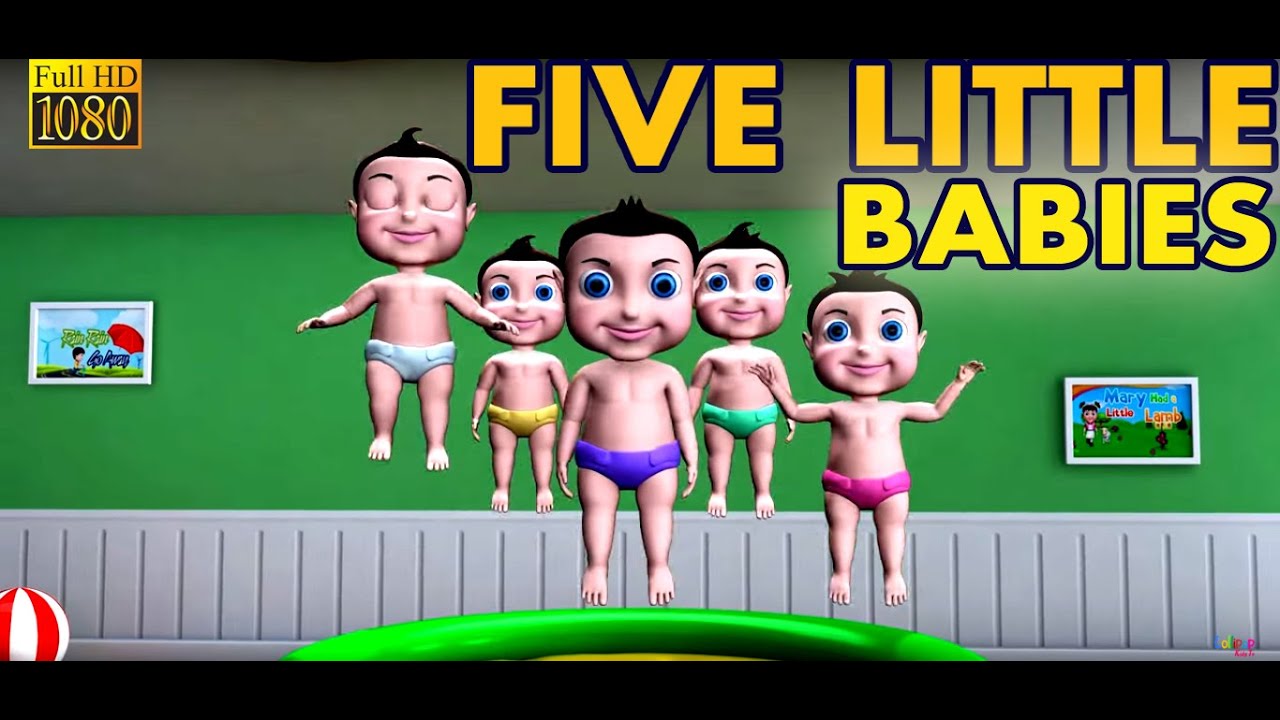 Five Little Babies Jumping on the Bed || Nursery Rhyme and 3D Animation Rhymes For Childrens