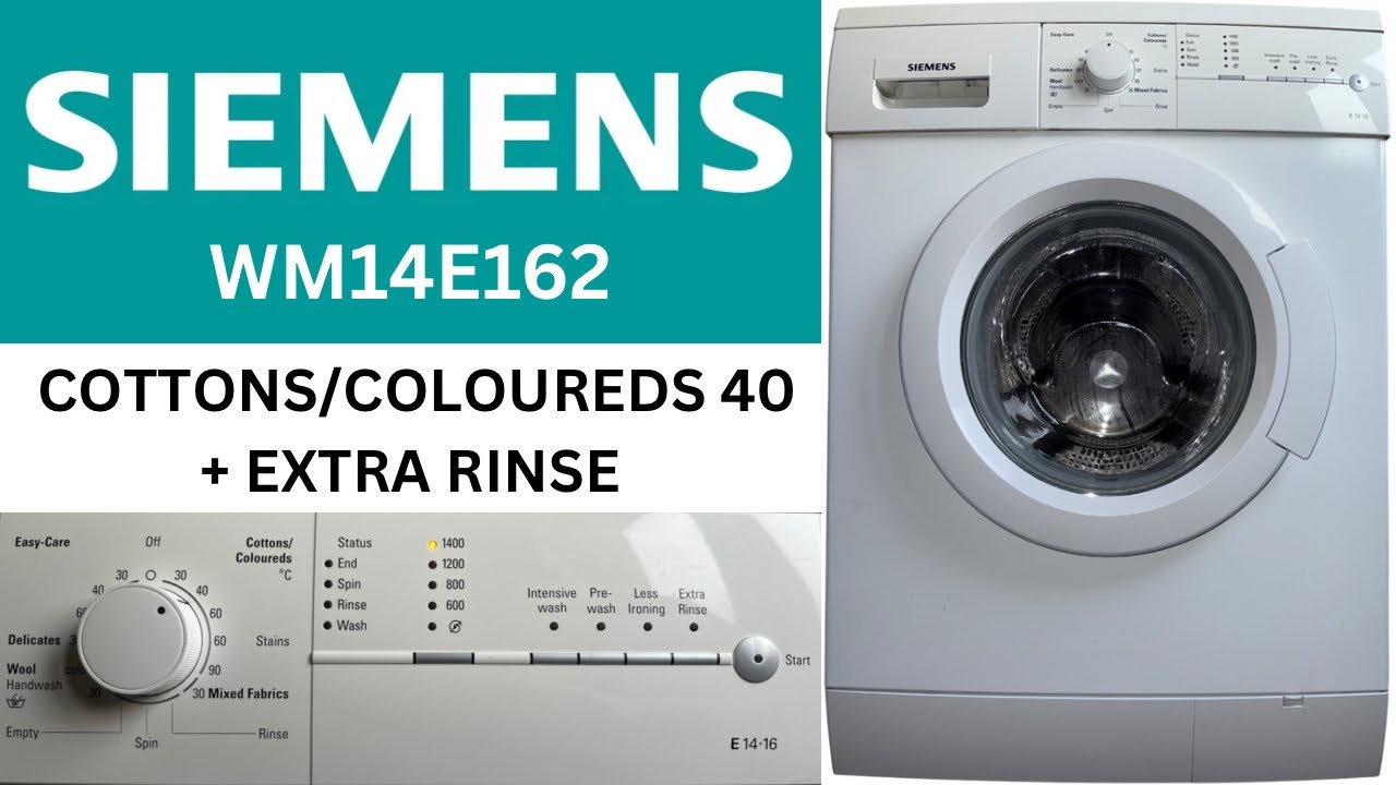 Siemens E14.16 WM14E162 Washing Machine - Cottons/Coloureds 40 + Intensive Wash & Extra Rinse