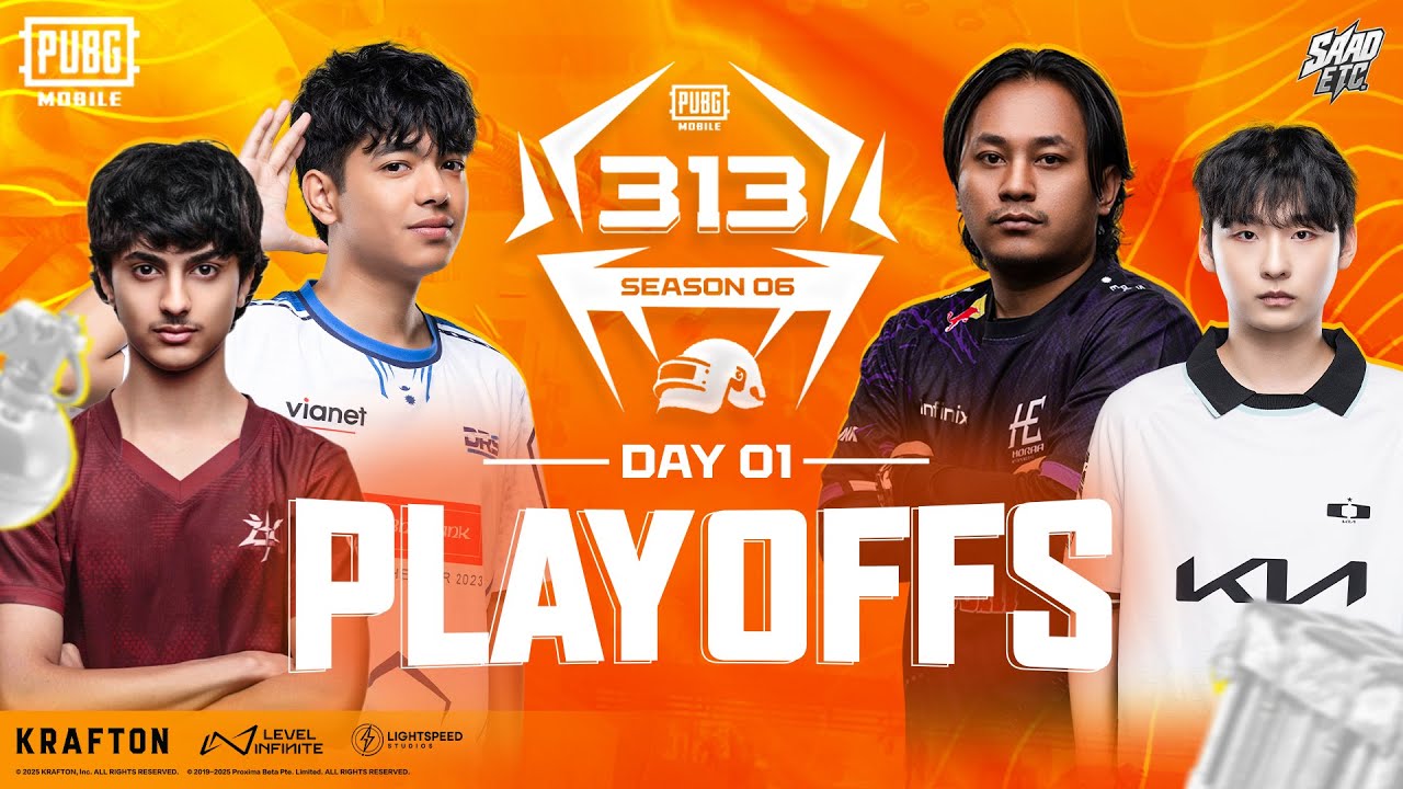 PUBGM 313 SEASON 6 | PLAYOFFS DAY - 1 | TOTAL MAYHEM BEGINS! - #4T #DRS #APG #ASI8 #HORAA #DK #AE